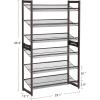 imageSONGMICS Shoe Rack 6Tier Shoe Organizer Metal Rack for Garage Set of 2 3Tier Stackable Shelf with Adjustable Flat or Angled Shelves 1824 Pairs Bronze ULMR03A2Bronze