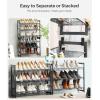 imageSONGMICS Shoe Rack 6Tier Shoe Organizer Metal Rack for Garage Set of 2 3Tier Stackable Shelf with Adjustable Flat or Angled Shelves 1824 Pairs Bronze ULMR03A2Charcoal Gray