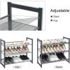 imageSONGMICS Shoe Rack 6Tier Shoe Organizer Metal Rack for Garage Set of 2 3Tier Stackable Shelf with Adjustable Flat or Angled Shelves 1824 Pairs Bronze ULMR03A2Charcoal Gray