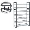 imageSONGMICS Shoe Rack 6Tier Shoe Organizer Metal Rack for Garage Set of 2 3Tier Stackable Shelf with Adjustable Flat or Angled Shelves 1824 Pairs Bronze ULMR03A2Charcoal Gray