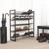 imageSONGMICS Shoe Rack 6Tier Shoe Organizer Metal Rack for Garage Set of 2 3Tier Stackable Shelf with Adjustable Flat or Angled Shelves 1824 Pairs Bronze ULMR03A2Bronze