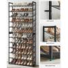 imageSONGMICS Shoe Rack 6Tier Shoe Organizer Metal Rack for Garage Set of 2 3Tier Stackable Shelf with Adjustable Flat or Angled Shelves 1824 Pairs Bronze ULMR03A2Ink Black