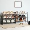 imageSONGMICS Shoe Rack 6Tier Shoe Organizer Metal Rack for Garage Set of 2 3Tier Stackable Shelf with Adjustable Flat or Angled Shelves 1824 Pairs Bronze ULMR03A2Bronze