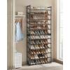 imageSONGMICS Shoe Rack 6Tier Shoe Organizer Metal Rack for Garage Set of 2 3Tier Stackable Shelf with Adjustable Flat or Angled Shelves 1824 Pairs Bronze ULMR03A2Charcoal Gray