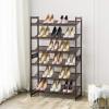 imageSONGMICS Shoe Rack 6Tier Shoe Organizer Metal Rack for Garage Set of 2 3Tier Stackable Shelf with Adjustable Flat or Angled Shelves 1824 Pairs Bronze ULMR03A2Bronze
