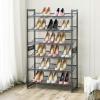 imageSONGMICS Shoe Rack 6Tier Shoe Organizer Metal Rack for Garage Set of 2 3Tier Stackable Shelf with Adjustable Flat or Angled Shelves 1824 Pairs Bronze ULMR03A2Charcoal Gray