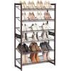imageSONGMICS Shoe Rack 6Tier Shoe Organizer Metal Rack for Garage Set of 2 3Tier Stackable Shelf with Adjustable Flat or Angled Shelves 1824 Pairs Bronze ULMR03A2Bronze
