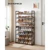 imageSONGMICS Shoe Rack 6Tier Shoe Organizer Metal Rack for Garage Set of 2 3Tier Stackable Shelf with Adjustable Flat or Angled Shelves 1824 Pairs Bronze ULMR03A2Bronze