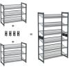 imageSONGMICS Shoe Rack 6Tier Shoe Organizer Metal Rack for Garage Set of 2 3Tier Stackable Shelf with Adjustable Flat or Angled Shelves 1824 Pairs Bronze ULMR03A2Charcoal Gray