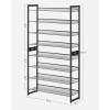 imageSONGMICS Shoe Rack 6Tier Shoe Organizer Metal Rack for Garage Set of 2 3Tier Stackable Shelf with Adjustable Flat or Angled Shelves 1824 Pairs Bronze ULMR03A2Ink Black