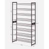 imageSONGMICS Shoe Rack 6Tier Shoe Organizer Metal Rack for Garage Set of 2 3Tier Stackable Shelf with Adjustable Flat or Angled Shelves 1824 Pairs Bronze ULMR03A2Bronze