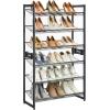 imageSONGMICS Shoe Rack 6Tier Shoe Organizer Metal Rack for Garage Set of 2 3Tier Stackable Shelf with Adjustable Flat or Angled Shelves 1824 Pairs Bronze ULMR03A2Charcoal Gray