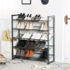 imageSONGMICS Shoe Rack 6Tier Shoe Organizer Metal Rack for Garage Set of 2 3Tier Stackable Shelf with Adjustable Flat or Angled Shelves 1824 Pairs Bronze ULMR03A2Charcoal Gray
