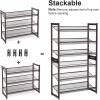 imageSONGMICS Shoe Rack 6Tier Shoe Organizer Metal Rack for Garage Set of 2 3Tier Stackable Shelf with Adjustable Flat or Angled Shelves 1824 Pairs Bronze ULMR03A2Bronze