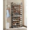 imageSONGMICS Shoe Rack 6Tier Shoe Organizer Metal Rack for Garage Set of 2 3Tier Stackable Shelf with Adjustable Flat or Angled Shelves 1824 Pairs Bronze ULMR03A2Ink Black