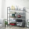 imageSONGMICS Shoe Rack 6Tier Shoe Organizer Metal Rack for Garage Set of 2 3Tier Stackable Shelf with Adjustable Flat or Angled Shelves 1824 Pairs Bronze ULMR03A2Charcoal Gray