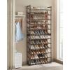 imageSONGMICS Shoe Rack 6Tier Shoe Organizer Metal Rack for Garage Set of 2 3Tier Stackable Shelf with Adjustable Flat or Angled Shelves 1824 Pairs Bronze ULMR03A2Bronze
