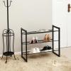 imageSONGMICS Shoe Rack 6Tier Shoe Organizer Metal Rack for Garage Set of 2 3Tier Stackable Shelf with Adjustable Flat or Angled Shelves 1824 Pairs Bronze ULMR03A2Ink Black