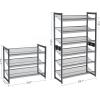 imageSONGMICS Shoe Rack 6Tier Shoe Organizer Metal Rack for Garage Set of 2 3Tier Stackable Shelf with Adjustable Flat or Angled Shelves 1824 Pairs Bronze ULMR03A2Charcoal Gray