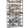 imageSONGMICS Shoe Rack 6Tier Shoe Organizer Metal Rack for Garage Set of 2 3Tier Stackable Shelf with Adjustable Flat or Angled Shelves 1824 Pairs Bronze ULMR03A2Charcoal Gray