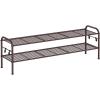 imageSONGMICS Shoe Rack 2Tier Shoe Organizer Metal Shoe Shelf Storage with 4 Side Hooks Holds 18 Pairs of Shoes HeightAdjustable Shoe Rack for Entryway Hallway Closet Ink Black ULMR121B01Chestnut Brown