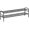 imageSONGMICS Shoe Rack 2Tier Shoe Organizer Metal Shoe Shelf Storage with 4 Side Hooks Holds 18 Pairs of Shoes HeightAdjustable Shoe Rack for Entryway Hallway Closet Ink Black ULMR121B01Ink Black