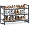 imageSONGMICS Shoe Rack 6Tier Shoe Organizer Metal Rack for Garage Set of 2 3Tier Stackable Shelf with Adjustable Flat or Angled Shelves 1824 Pairs Bronze ULMR03A2Charcoal Gray