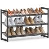 imageSONGMICS Shoe Rack 6Tier Shoe Organizer Metal Rack for Garage Set of 2 3Tier Stackable Shelf with Adjustable Flat or Angled Shelves 1824 Pairs Bronze ULMR03A2Ink Black