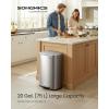 imageSONGMICS 20Gallon 75 L Trash Can Stainless Steel Kitchen Garbage Can Recycling or Waste Bin Soft Close StepOn Pedal Removable Inner Bucket Brown ULTB075MZ01Silver