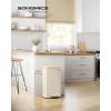 imageSONGMICS 20Gallon 75 L Trash Can Stainless Steel Kitchen Garbage Can Recycling or Waste Bin Soft Close StepOn Pedal Removable Inner Bucket Brown ULTB075MZ01Sand Beige
