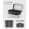 imageSONGMICS 20Gallon 75 L Trash Can Stainless Steel Kitchen Garbage Can Recycling or Waste Bin Soft Close StepOn Pedal Removable Inner Bucket Brown ULTB075MZ01Silver