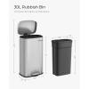 imageSONGMICS 20Gallon 75 L Trash Can Stainless Steel Kitchen Garbage Can Recycling or Waste Bin Soft Close StepOn Pedal Removable Inner Bucket Brown ULTB075MZ01Silver
