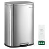 imageSONGMICS 20Gallon 75 L Trash Can Stainless Steel Kitchen Garbage Can Recycling or Waste Bin Soft Close StepOn Pedal Removable Inner Bucket Brown ULTB075MZ01Silver