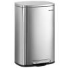 imageSONGMICS 20Gallon 75 L Trash Can Stainless Steel Kitchen Garbage Can Recycling or Waste Bin Soft Close StepOn Pedal Removable Inner Bucket Brown ULTB075MZ01Silver