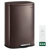 imageSONGMICS 20Gallon 75 L Trash Can Stainless Steel Kitchen Garbage Can Recycling or Waste Bin Soft Close StepOn Pedal Removable Inner Bucket Brown ULTB075MZ01Brown