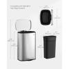 imageSONGMICS 20Gallon 75 L Trash Can Stainless Steel Kitchen Garbage Can Recycling or Waste Bin Soft Close StepOn Pedal Removable Inner Bucket Brown ULTB075MZ01Silver