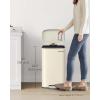 imageSONGMICS 20Gallon 75 L Trash Can Stainless Steel Kitchen Garbage Can Recycling or Waste Bin Soft Close StepOn Pedal Removable Inner Bucket Brown ULTB075MZ01Sand Beige
