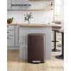 imageSONGMICS 20Gallon 75 L Trash Can Stainless Steel Kitchen Garbage Can Recycling or Waste Bin Soft Close StepOn Pedal Removable Inner Bucket Brown ULTB075MZ01Brown