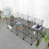 imageSONGMICS 36 Panels Pet Playpen Small Animal Playpen Rabbit Guinea Pig Cage Zip Ties Included Metal Wire ApartmentStyle TwoStory Pet Premium Villa for Bunnies PuppiesIndoor Use Black ULPI002B01Black