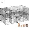 imageSONGMICS 36 Panels Pet Playpen Small Animal Playpen Rabbit Guinea Pig Cage Zip Ties Included Metal Wire ApartmentStyle TwoStory Pet Premium Villa for Bunnies PuppiesIndoor Use Black ULPI002B01Black