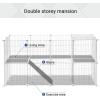 imageSONGMICS 36 Panels Pet Playpen Small Animal Playpen Rabbit Guinea Pig Cage Zip Ties Included Metal Wire ApartmentStyle TwoStory Pet Premium Villa for Bunnies PuppiesIndoor Use Black ULPI002B01White