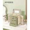 imageSONGMICS 6Layer Jewelry Box Organizer with 5 Drawers Jewelry Storage Case with Lock and Mirror Large Storage Capacity Gift for Loved Ones for Necklaces Watches Jelly Pink UJBC152SA02SSage Green