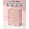 imageSONGMICS 6Layer Jewelry Box Organizer with 5 Drawers Jewelry Storage Case with Lock and Mirror Large Storage Capacity Gift for Loved Ones for Necklaces Watches Jelly Pink UJBC152SA02SJelly Pink