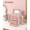 imageSONGMICS 6Layer Jewelry Box Organizer with 5 Drawers Jewelry Storage Case with Lock and Mirror Large Storage Capacity Gift for Loved Ones for Necklaces Watches Jelly Pink UJBC152SA02SJelly Pink