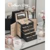 imageSONGMICS 6Layer Jewelry Box Organizer with 5 Drawers Jewelry Storage Case with Lock and Mirror Large Storage Capacity Gift for Loved Ones for Necklaces Watches Jelly Pink UJBC152SA02SInk Black