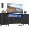 imageSONGMICS BELLAH Collection  TV Stand for TVs Up to 55 Inches Dresser for Bedroom Living Room Chest of Drawers Steel 6 Drawers and 2 Shelves Modern Ink Black ULGS032B101SInk Black