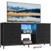 imageSONGMICS BELLAH Collection  TV Stand for TVs Up to 55 Inches Dresser for Bedroom Living Room Chest of Drawers Steel 6 Drawers and 2 Shelves Modern Ink Black ULGS032B101SInk Black