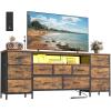 imageSONGMICS BELLAH Collection  TV Stand for TVs Up to 55 Inches Dresser for Bedroom Living Room Chest of Drawers Steel 6 Drawers and 2 Shelves Modern Ink Black ULGS032B101SRustic Brown