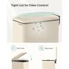 imageSONGMICS Bathroom Trash Can and Toilet Brush Set 13 Gallon Small Trash Bin with Lid Slim for Small Spaces Stainless Steel Garbage Can Soft Close Silver ULTB560E0501Sand Beige