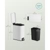 imageSONGMICS Bathroom Trash Can and Toilet Brush Set 13 Gallon Small Trash Bin with Lid Slim for Small Spaces Stainless Steel Garbage Can Soft Close Silver ULTB560E0501White